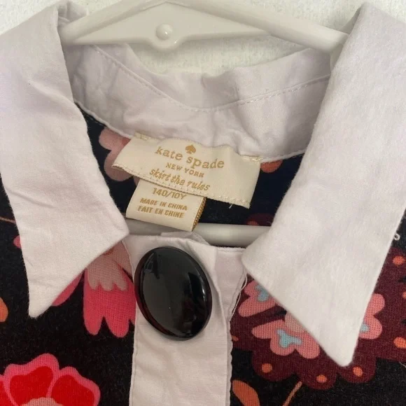 Kate Spade Toddler Designer Dress Floral Button Snap Baby 140/10Y - Picture 3 of 8